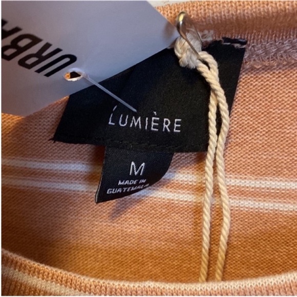 Lumiere Urban Outfitters Top Peach White Stripes Size M - Picture 6 of 9